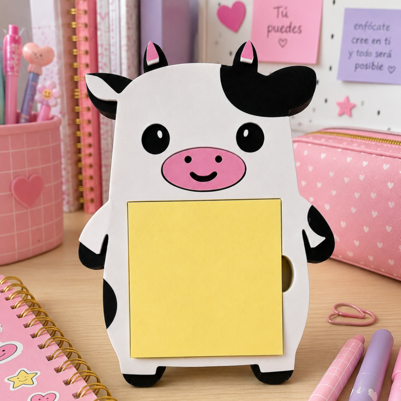 🐮📝 Porta Post-it Vaquita Kawaii – Organizador de Notas Adhesivas📝🐮​